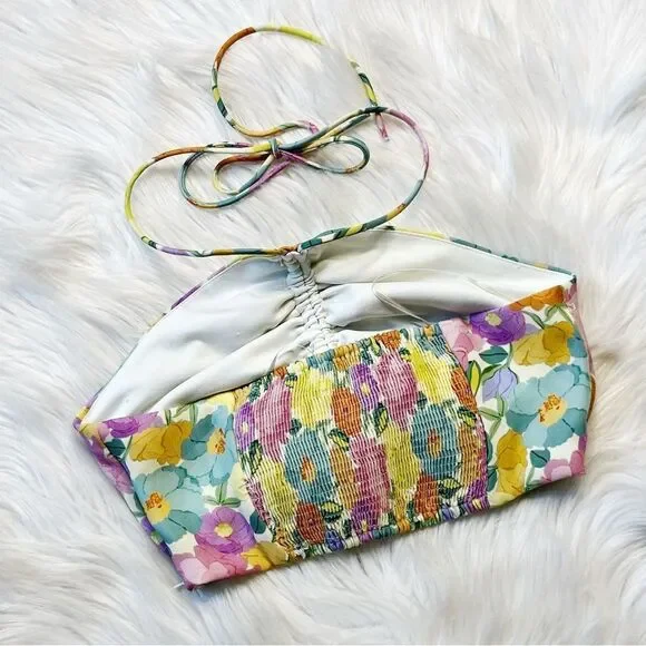 ZARA floral cinched halter crop top - Picture 2 of 12